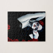 Sugar Skull Red Roses Zwart Legpuzzel (Horizontaal)