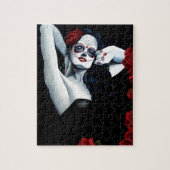 Sugar Skull Red Roses Zwart Legpuzzel (Verticaal)