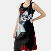 Sugar Skull Red Roses Zwart Schort (Insitu)