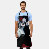 Sugar Skull Red Roses Zwart Schort (Gedragen)