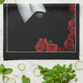 Sugar Skull Red Roses Zwart Theedoek (Gevouwen)