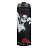 Sugar Skull Red Roses Zwart Thermosbeker (Voorkant)