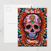  Sugar Skull Retro Dag van de Doden Briefkaart (Voorkant / Achterkant)