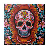  Sugar Skull Retro Dag van de Doden Tegeltje (Voorkant)