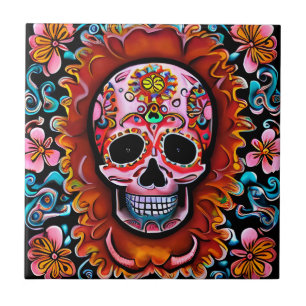 Sugar Skull Retro Dag van de Doden Tegeltje