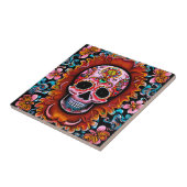 Sugar Skull Retro Dag van de Doden Tegeltje (Zijkant)