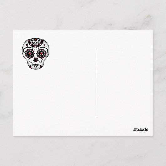 Sugar skull rode versie briefkaart (Achterkant)