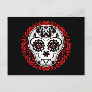 Sugar skull rode versie briefkaart