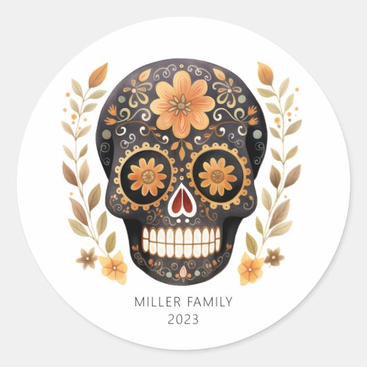 Sugar Skull ronde Stickers (Voorkant)