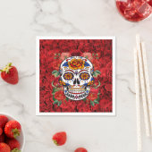 Sugar Skull Roze Rozen Feestdagen Papier Servet (Insitu)