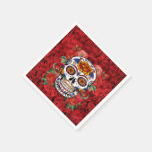 Sugar Skull Roze Rozen Feestdagen Papier Servet (Hoek)