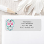 Sugar Skull Roze & Turquoise retour adreslabels Etiket (Insitu)