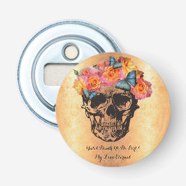 Sugar Skull Rozen Golden Skull Art Button Flesopener