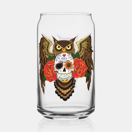 Sugar Skull Rozen Uil Blikvorm Glas (Achterkant)