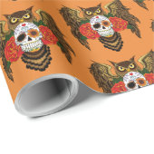 Sugar Skull Rozen Uil Cadeaupapier (Rol Hoek)