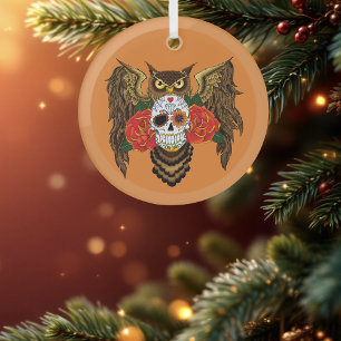 Sugar Skull Rozen Uil Glas Ornament