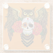 Sugar Skull Rozen Uil Glazen Onderzetter (Achterkant)