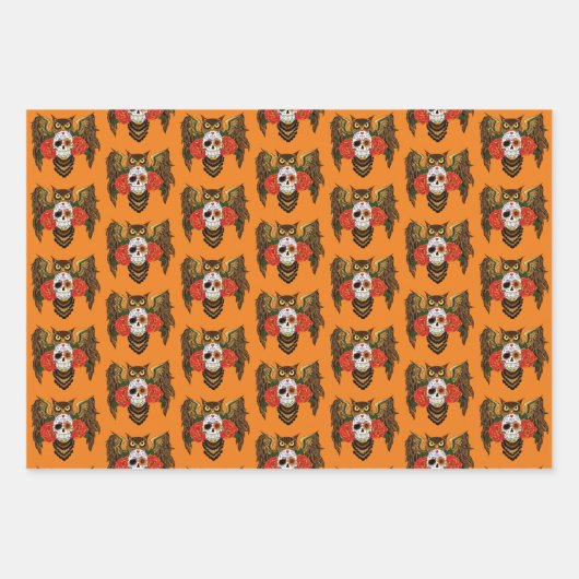 Sugar Skull Rozen Uil Inpakpapier Vel (Voorkant 3)
