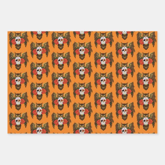 Sugar Skull Rozen Uil Inpakpapier Vel (Voorkant 2)