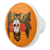 Sugar Skull Rozen Uil Keramische Knop (Rechts)