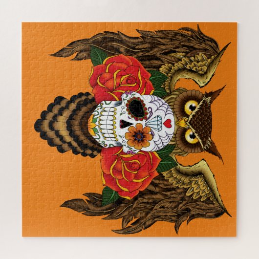Sugar Skull Rozen Uil Legpuzzel (Horizontaal)