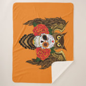 Sugar Skull Rozen Uil Sherpa Deken (Voorkant)