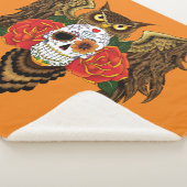 Sugar Skull Rozen Uil Sherpa Deken (3/4)