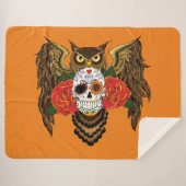 Sugar Skull Rozen Uil Sherpa Deken (Voorkant (horizontaal))