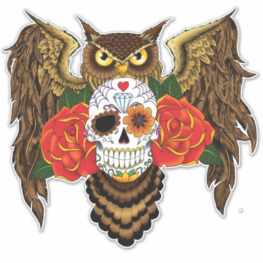 Sugar Skull Rozen Uil Sticker (Voorkant)