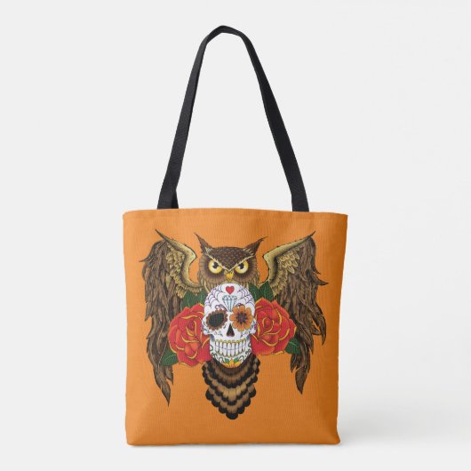 Sugar Skull Rozen Uil Tote Bag (Achterkant)