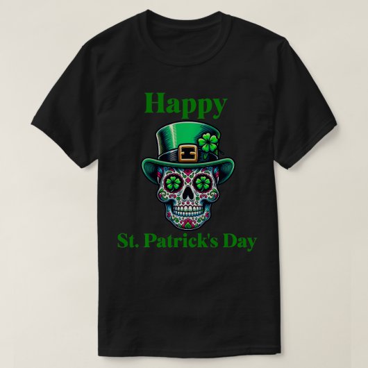 Sugar Skull Saint Patricks Dag van het Dode Pet Gr T-shirt (Design voorkant)