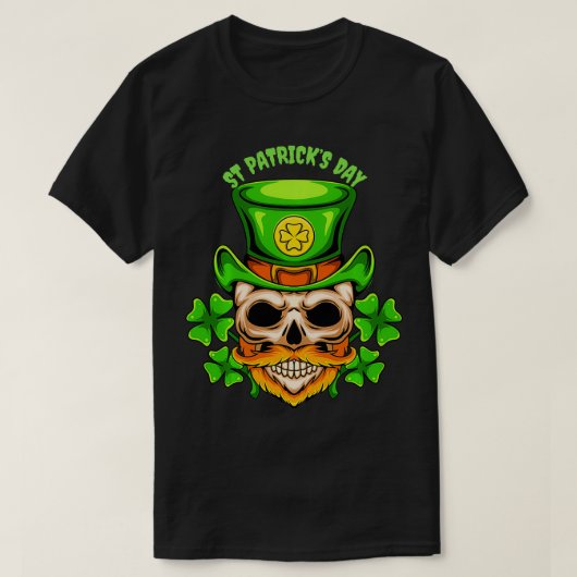 Sugar Skull Saint Patricks Day of Dead Irish Skull T-shirt (Design voorkant)