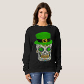Sugar Skull Saint Patricks Day Of Dead Lucky Hallo Trui (Voorkant volledig)