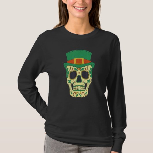 Sugar Skull Saint Patricks Day of Dead Mexican Men T-shirt (Voorkant)