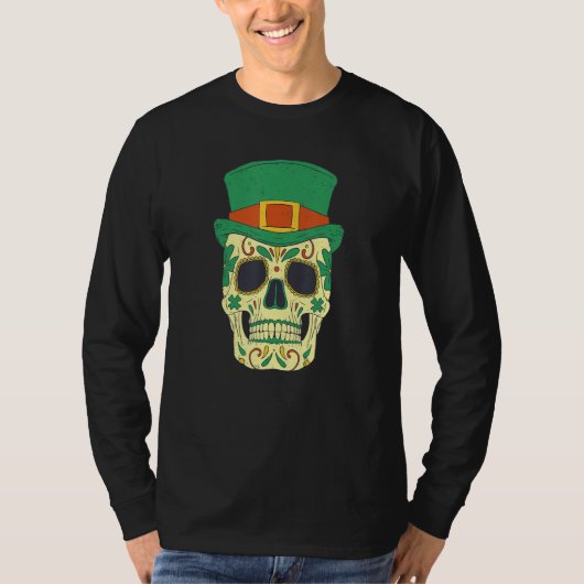 Sugar Skull Saint Patricks Day of Dead Mexican Men T-shirt (Voorkant)