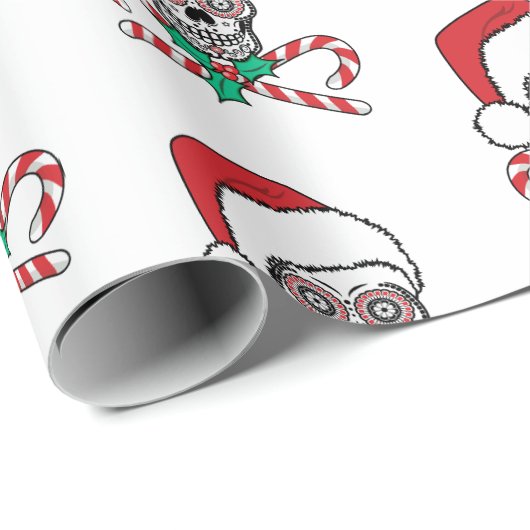 Sugar Skull Santa Cadeaupapier (Rol Hoek)