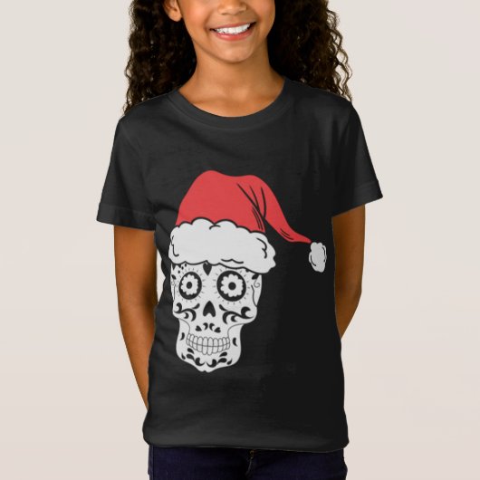 Sugar Skull Santa Funny Christmas T-shirt (Voorkant)