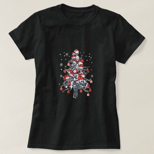 Sugar Skull Santa Hat Christmas Tree Funny Xmas T-shirt (Design voorkant)