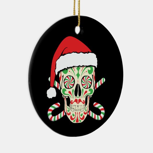 Sugar Skull Santa Keramisch Ornament (Rechts)