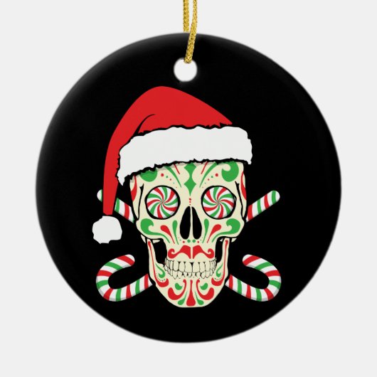 Sugar Skull Santa Keramisch Ornament (Voorkant)