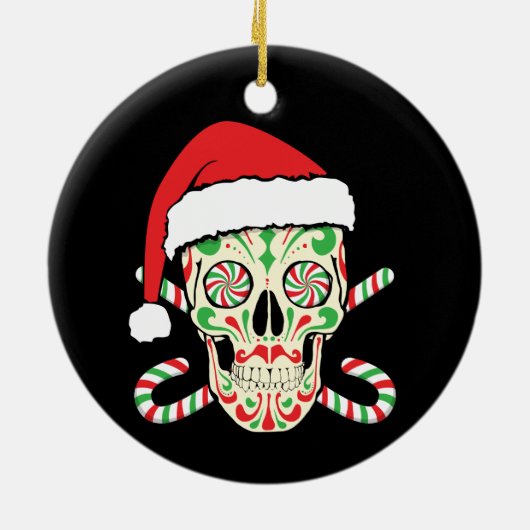 Sugar Skull Santa Keramisch Ornament (Achterkant)
