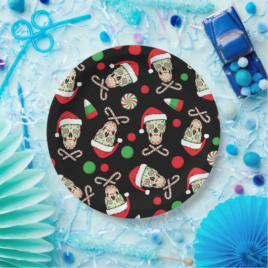 Sugar Skull Santa Papieren Bordje (Feest)