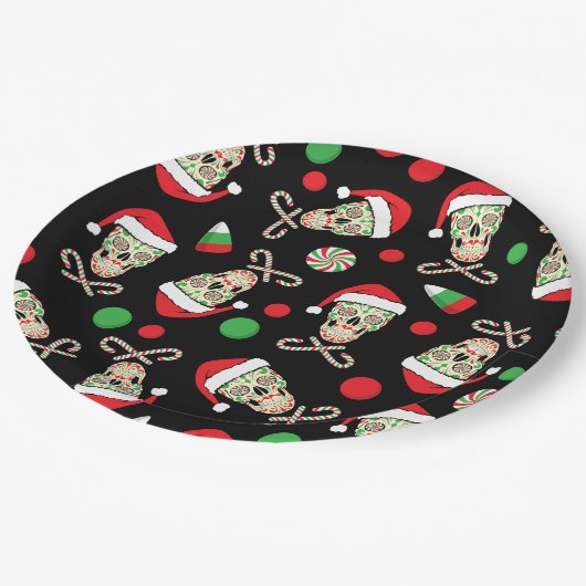 Sugar Skull Santa Papieren Bordje (Gekanteld)