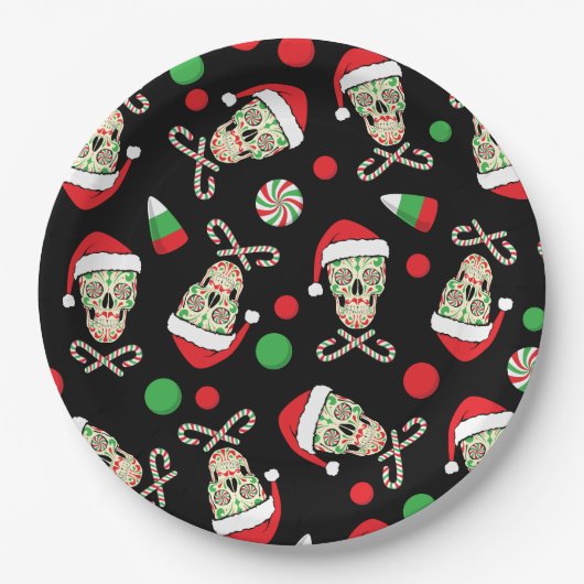 Sugar Skull Santa Papieren Bordje (Voorkant)