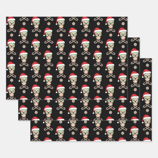 Sugar Skull Santa Pattern Inpakpapier Vel (Set)