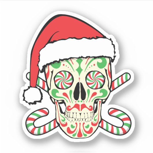 Sugar Skull Santa Sticker (Voorkant)