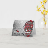 Sugar Skull Save the Date Wedding Notecard Kaart (Gele Bloem)