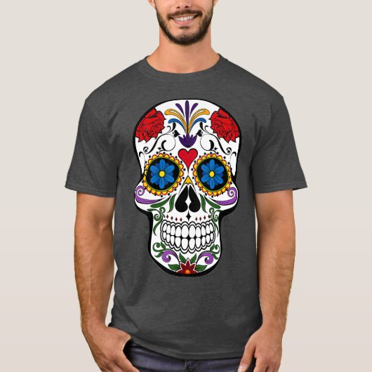 Sugar Skull Skelet Vrouwen Mannen Halloween Gift T-shirt (Voorkant)