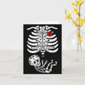 Sugar Skull Skeleton Halloween Pregnancy Annouceme Kaart (Gele Bloem)