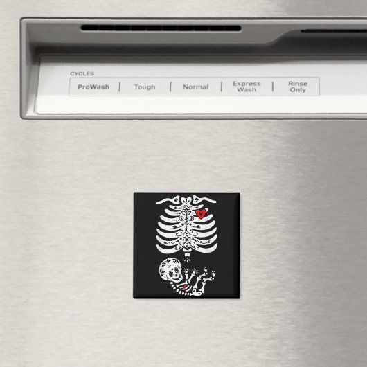 Sugar Skull Skeleton Halloween Pregnancy Annouceme Magneet (Insitu (Vaatwasser))